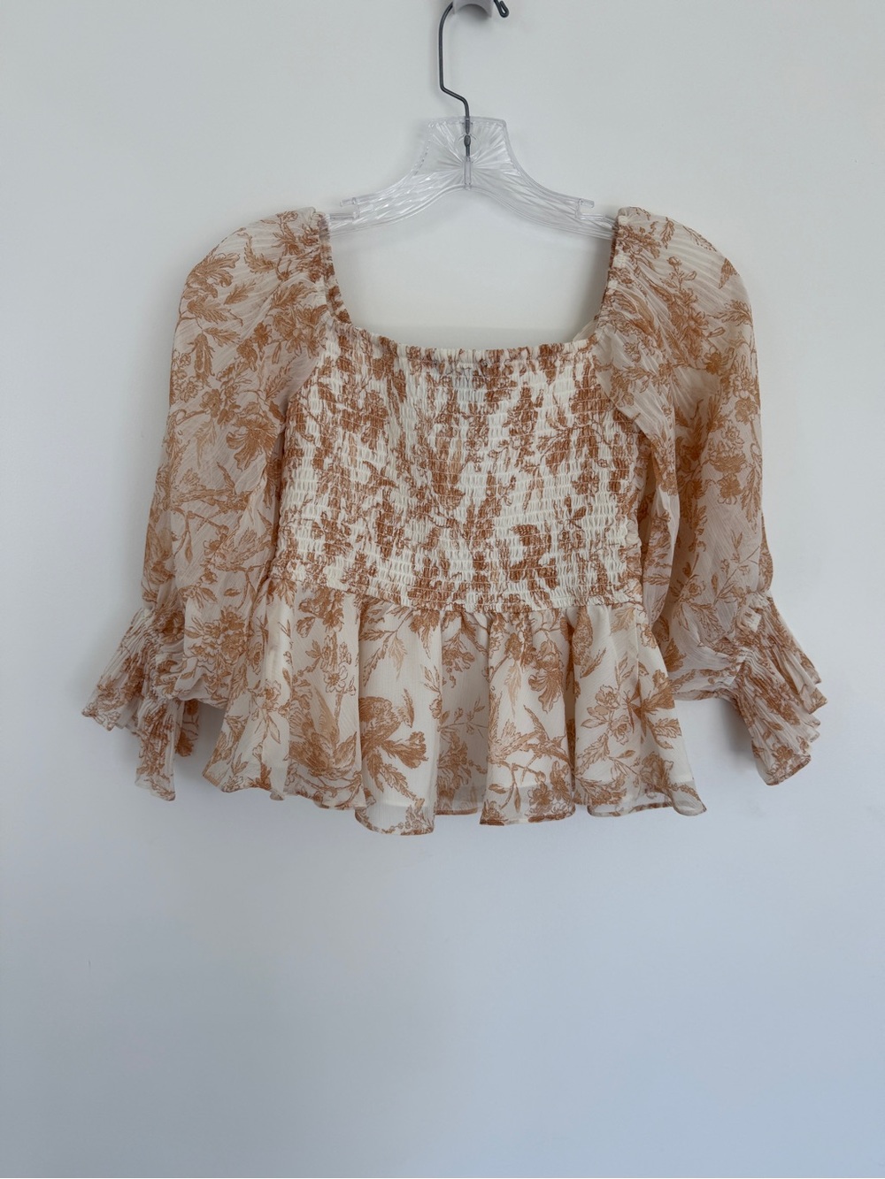 Express Cream Blouse with Tan Floral Print - Picture 2 of 2